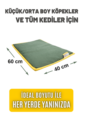 pawdaz Serin (60X40CM) - 4 Mevsim Kedi/ Köpek Matı, Sıcak Veya Soğuk Kullanılabilen Minder Yatak (haki)