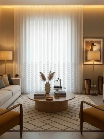 NİVEMESHOME MİLA YARI DESENLİ  1/3  PİLELİ  TÜL PERDE APM