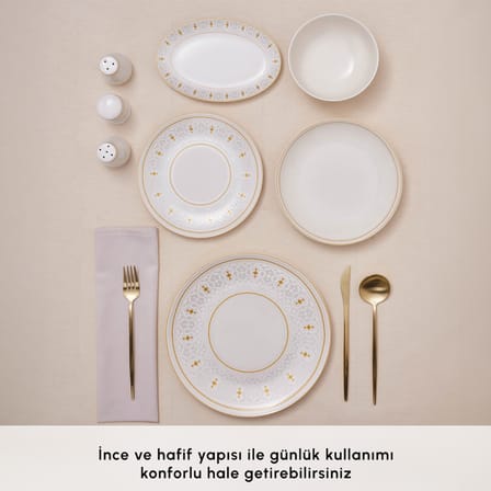 Karaca Forever Bone Endülüs 53 Parça 12 Kişilik Yemek Takımı