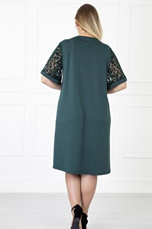 Kimono Kol Yeşil Büyük Beden Elbise 31B-1180