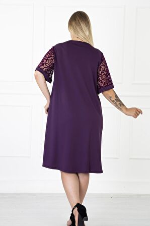 Kimono Kol Mor Büyük Beden Elbise 31B-1186 