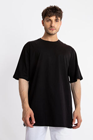 Adam Boxes Oversize O-Yaka T-shirt Basuleto - Siyah