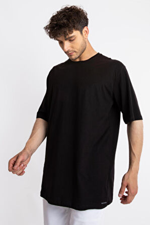 Adam Boxes Oversize O-Yaka T-shirt Basuleto - Siyah