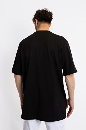 Adam Boxes Oversize O-Yaka T-shirt Basuleto - Siyah