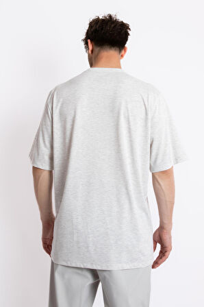 Adam Boxes Oversize O-Yaka T-shirt Basuleto - Gri Melanj