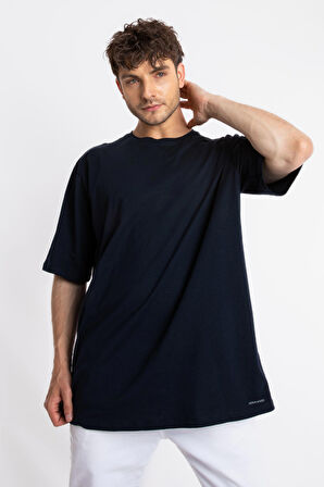 Adam Boxes Oversize O-Yaka T-shirt Basuleto - Lacivert