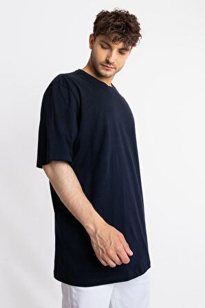 Adam Boxes Oversize O-Yaka T-shirt Basuleto - Lacivert