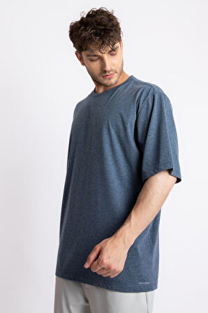 Adam Boxes Oversize O-Yaka T-shirt Basuleto - Lacivert Melanj