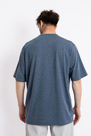 Adam Boxes Oversize O-Yaka T-shirt Basuleto - Lacivert Melanj