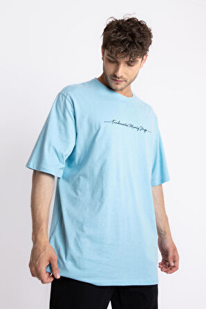 Adam Boxes Oversize O-Yaka T-shirt Fmsuelto - Açık Mavi