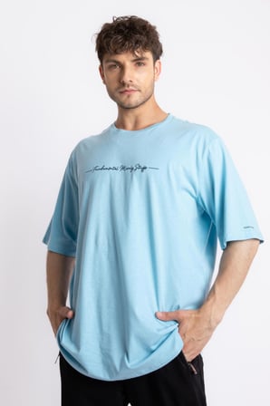 Adam Boxes Oversize O-Yaka T-shirt Fmsuelto - Açık Mavi