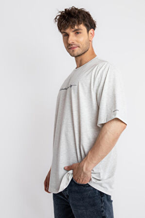 Adam Boxes Oversize O-Yaka T-shirt Fmsuelto - Gri Melanj