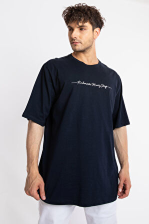 Adam Boxes Oversize O-Yaka T-shirt Fmsuelto - Lacivert