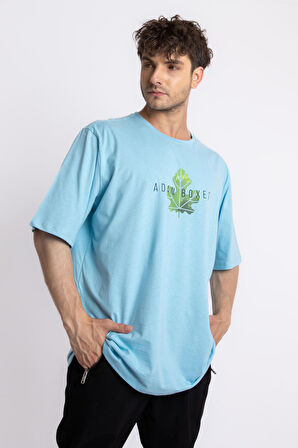 Adam Boxes Baskılı Oversize O-Yaka T-shirt Suelto - Açık Mavi