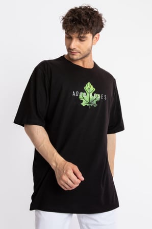 Adam Boxes Baskılı Oversize O-Yaka T-shirt Suelto - Siyah