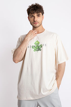 Adam Boxes Baskılı Oversize O-Yaka T-shirt Suelto - Ham Pamuk
