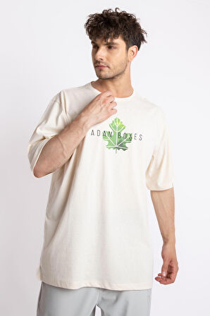 Adam Boxes Baskılı Oversize O-Yaka T-shirt Suelto - Ham Pamuk