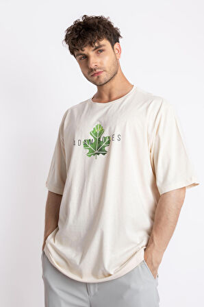 Adam Boxes Baskılı Oversize O-Yaka T-shirt Suelto - Ham Pamuk