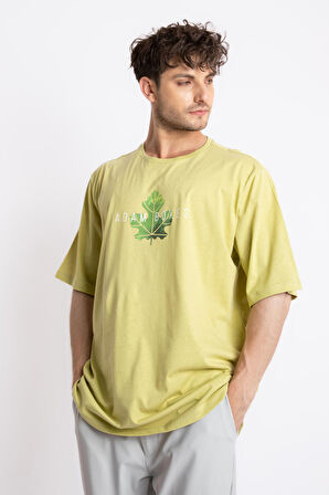Adam Boxes Baskılı Oversize O-Yaka T-shirt Suelto - Açık Haki