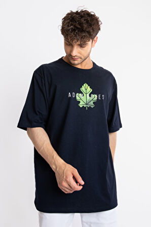 Adam Boxes Baskılı Oversize O-Yaka T-shirt Suelto - Lacivert