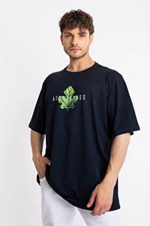 Adam Boxes Baskılı Oversize O-Yaka T-shirt Suelto - Lacivert