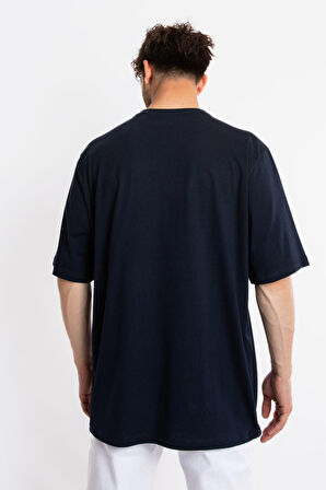 Adam Boxes Baskılı Oversize O-Yaka T-shirt Suelto - Lacivert