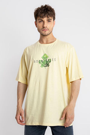 Adam Boxes Baskılı Oversize O-Yaka T-shirt Suelto - Açık Sarı