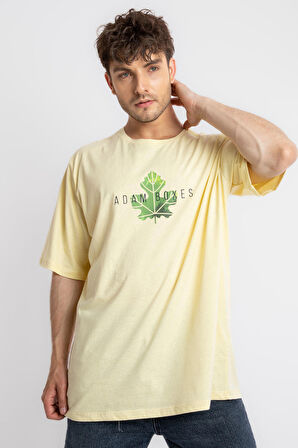 Adam Boxes Baskılı Oversize O-Yaka T-shirt Suelto - Açık Sarı