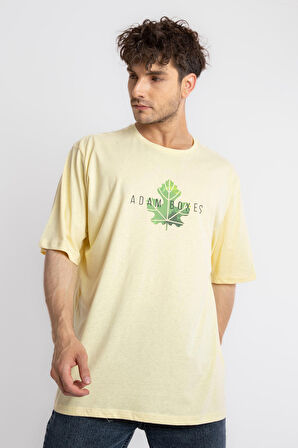 Adam Boxes Baskılı Oversize O-Yaka T-shirt Suelto - Açık Sarı