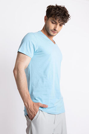 Adam Boxes V-Yaka T-shirt Veralpes - Açık Mavi