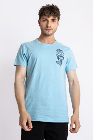 Adam Boxes O-Yaka Baskılı T-shirt Bandos - Açık Mavi