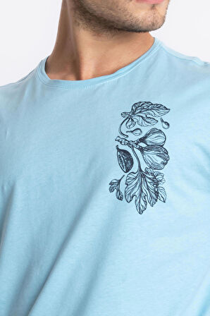Adam Boxes O-Yaka Baskılı T-shirt Bandos - Açık Mavi