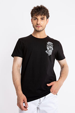 Adam Boxes O-Yaka Baskılı T-shirt Bandos - Siyah