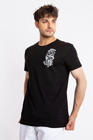 Adam Boxes O-Yaka Baskılı T-shirt Bandos - Siyah