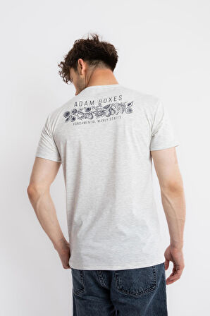 Adam Boxes O-Yaka Baskılı T-shirt Bandos - Gri Melanj