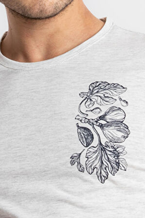 Adam Boxes O-Yaka Baskılı T-shirt Bandos - Gri Melanj