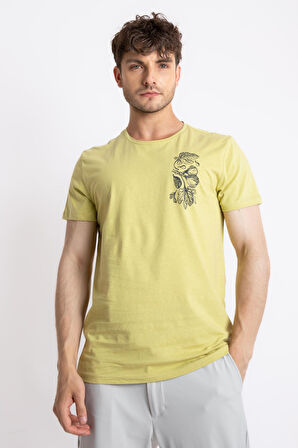 Adam Boxes O-Yaka Baskılı T-shirt Bandos - Açık Haki