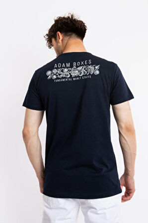 Adam Boxes O-Yaka Baskılı T-shirt Bandos - Lacivert