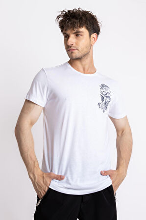 Adam Boxes O-Yaka Baskılı T-shirt Bandos - Beyaz