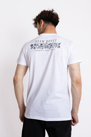 Adam Boxes O-Yaka Baskılı T-shirt Bandos - Beyaz