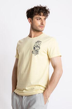 Adam Boxes O-Yaka Baskılı T-shirt Bandos - Açık Sarı