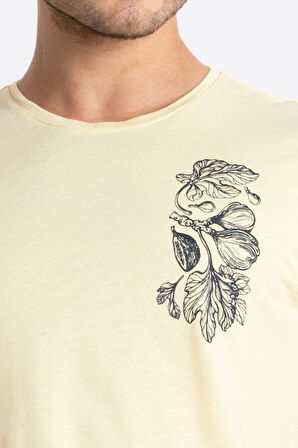 Adam Boxes O-Yaka Baskılı T-shirt Bandos - Açık Sarı