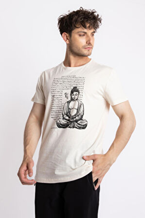 Adam Boxes O-Yaka Baskılı T-shirt Budestatuas - Ham Pamuk