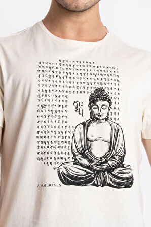 Adam Boxes O-Yaka Baskılı T-shirt Budestatuas - Ham Pamuk