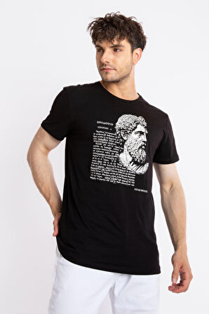 Adam Boxes O-Yaka Baskılı T-shirt Herestatuas - Siyah