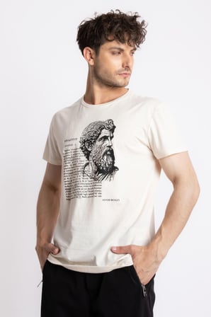 Adam Boxes O-Yaka Baskılı T-shirt Herestatuas - Ham Pamuk
