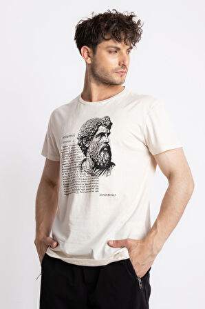 Adam Boxes O-Yaka Baskılı T-shirt Herestatuas - Ham Pamuk