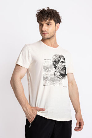 Adam Boxes O-Yaka Baskılı T-shirt Herestatuas - Ham Pamuk