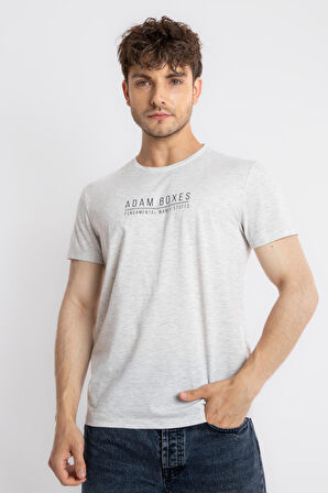Adam Boxes O-Yaka Baskılı T-shirt Girasol - Gri Melanj