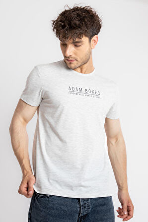 Adam Boxes O-Yaka Baskılı T-shirt Girasol - Gri Melanj